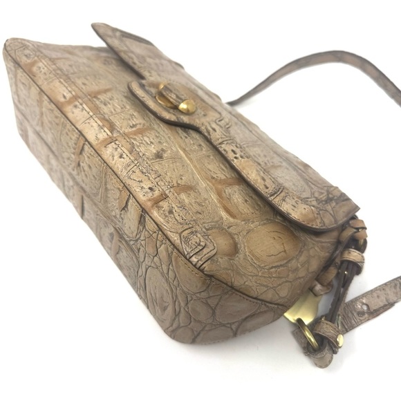 Brahmin Croc-Embossed Leather Shoulder Bag – Chestnut Brown Vintage - Picture 9 of 10